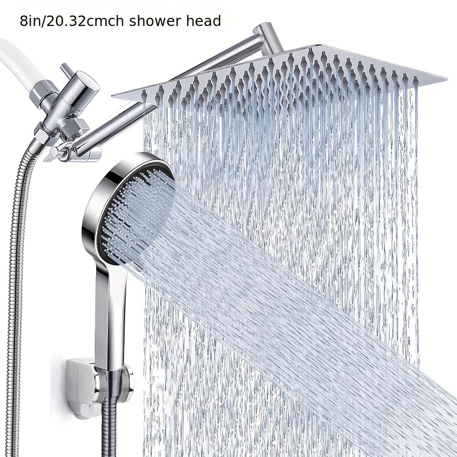 High Pressure Rainfall & Handheld Shower Head – Adjustable, Chrome/Black - PhishStones Products