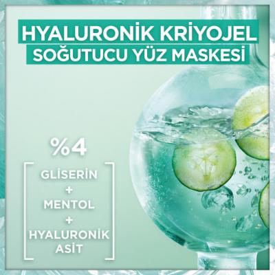 Garnier Hyaluronic Cooling Anti-Fatigue Face Mask: Hydrating Cucumber Kriyojel Single-Use for Tired Skin