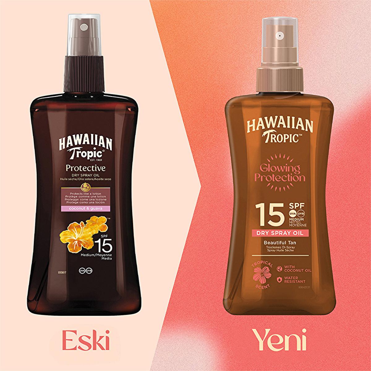 Hawaiian Tropic SPF 15 Dry Spray Tanning Oil: Protect & Bronze with Coconut & Aloe, Vegan & Cruelty-Free Sunscreen - Water Resistant