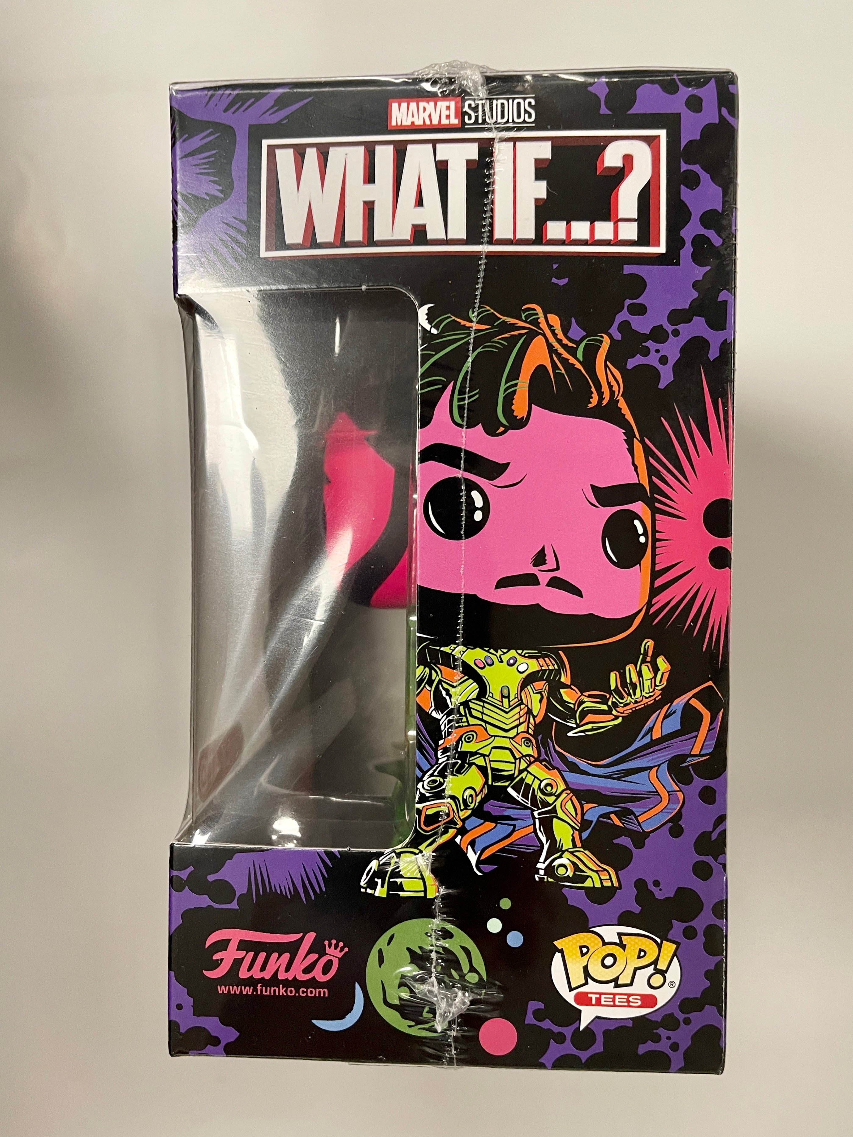 Funko Pop! & 2XL Tee Marvel Black Light Killmonger #989 What If? 2022 Exclusive