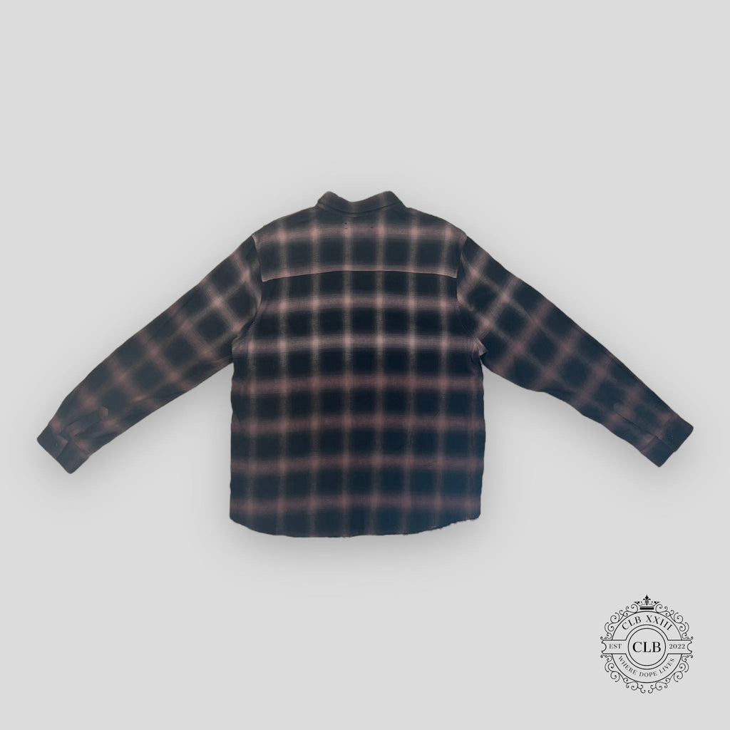 Amiri Gradient Shadow Plaid Shirt in Dark Brown
