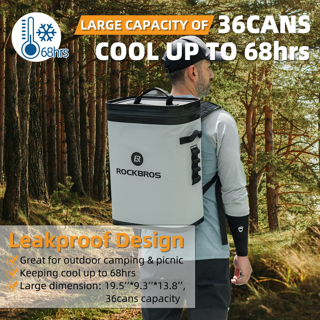 ROCKBROS Soft Cooler Waterproof 36 Can Insulated Leak Proof Soft Backpack