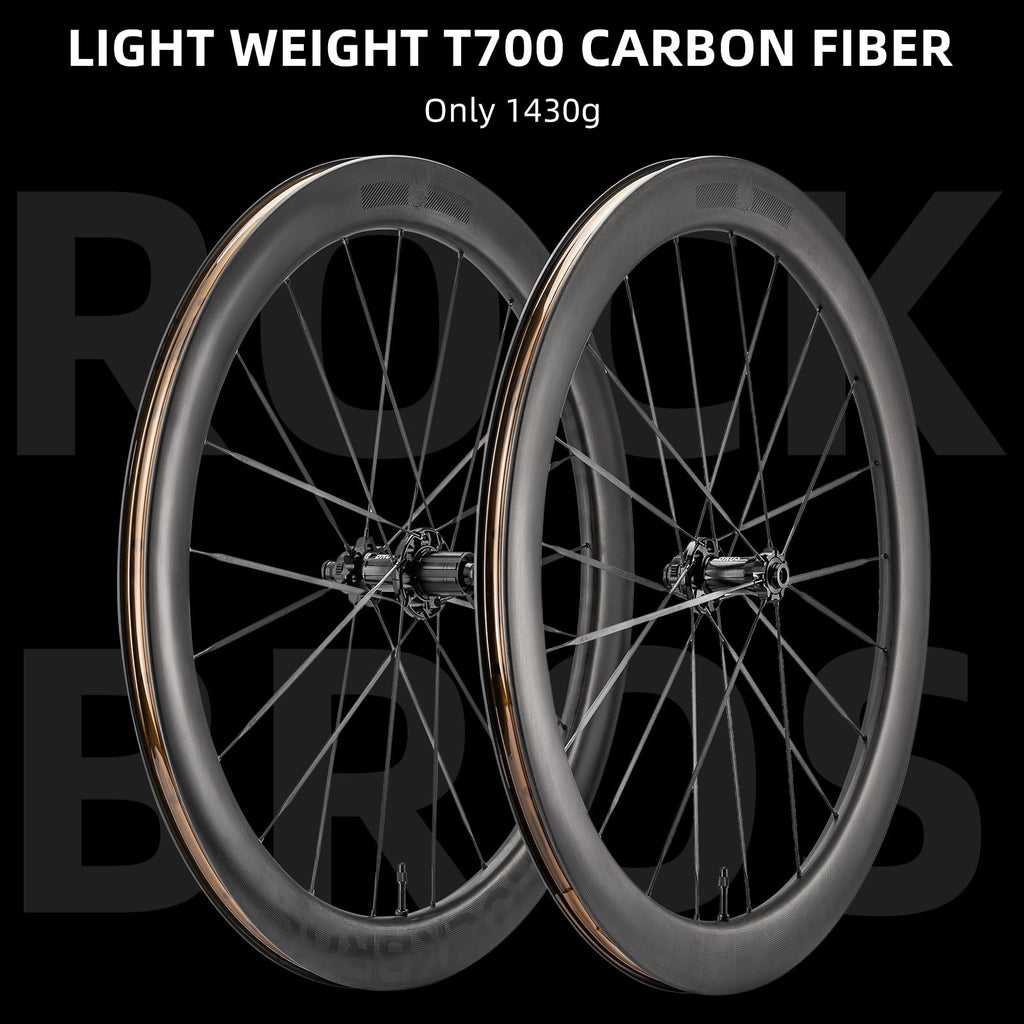 ROCKBROS T700 Carbon Fiber Bike Wheels 700c  55 mm Disc Brake Wheelset