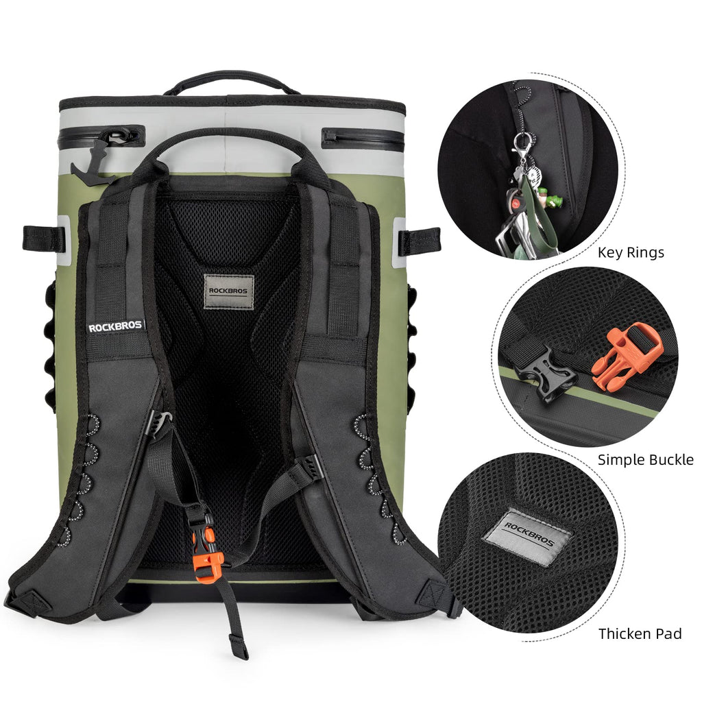 ROCKBROS Soft Cooler Waterproof 36 Can Insulated Leak Proof Soft Backpack
