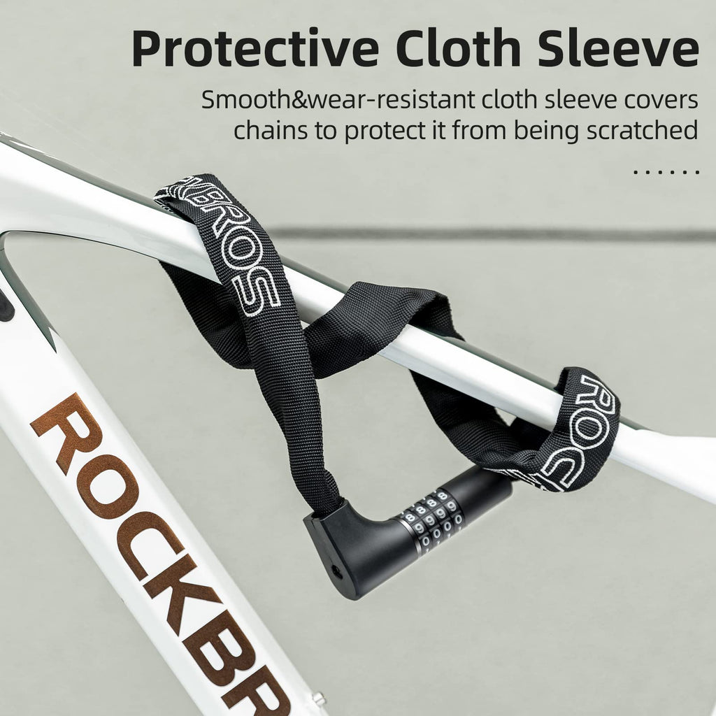 ROCKBROS 3.2FT Heavy Duty Bike Chain Lock Anti-Theft Security Lock Resettable Combination 2 Keys