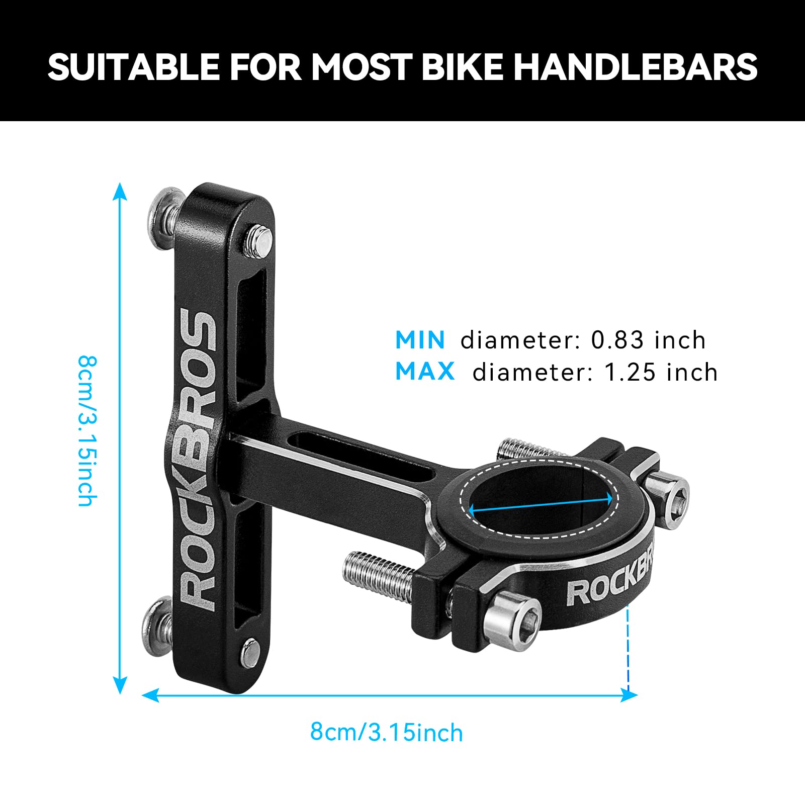 ROCKBROS 2-in-1 Bike Cup Holder Adjustable Bottle Cage for Handlebars & Seat Post