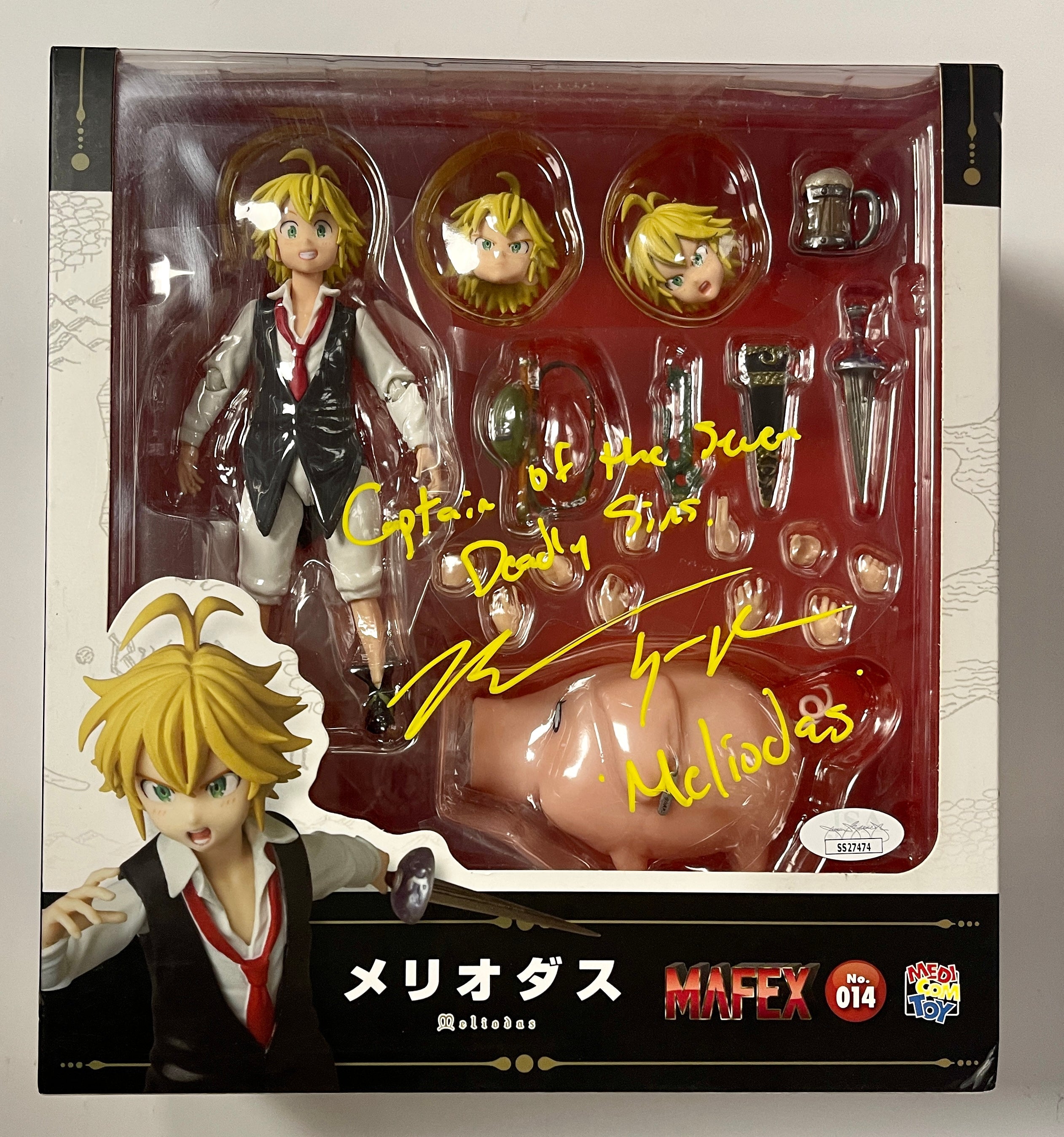 Bryce Papenbrook Signed Medicom MAFEX 14 Meliodas Seven Deadly Sins With JSA COA