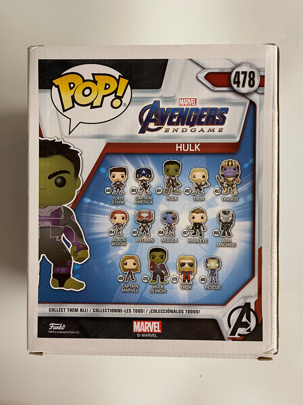 Funko Pop! Marvel 6" Hulk With Nano Gauntlet #478 Avengers Endgame 2019