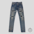 Amiri MX1 Black Bandana Patch Jeans in Clay/Indigo