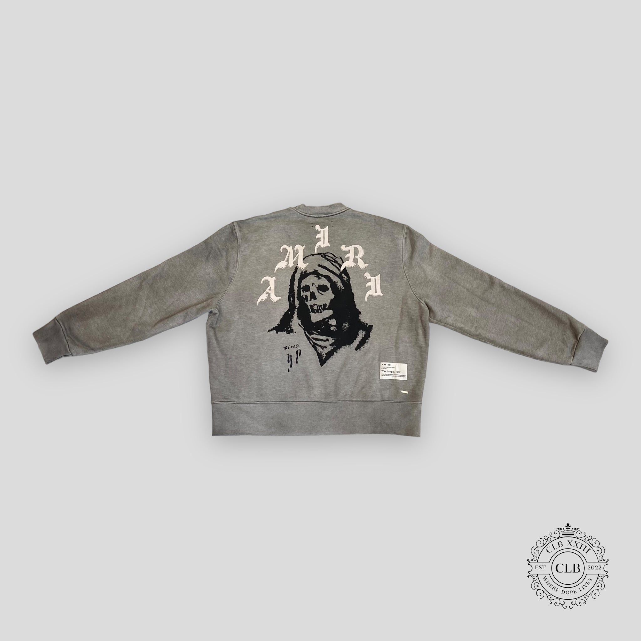 AMIRI WES LANG SOLAR KINGS CREWNECK - HEATHER GREY