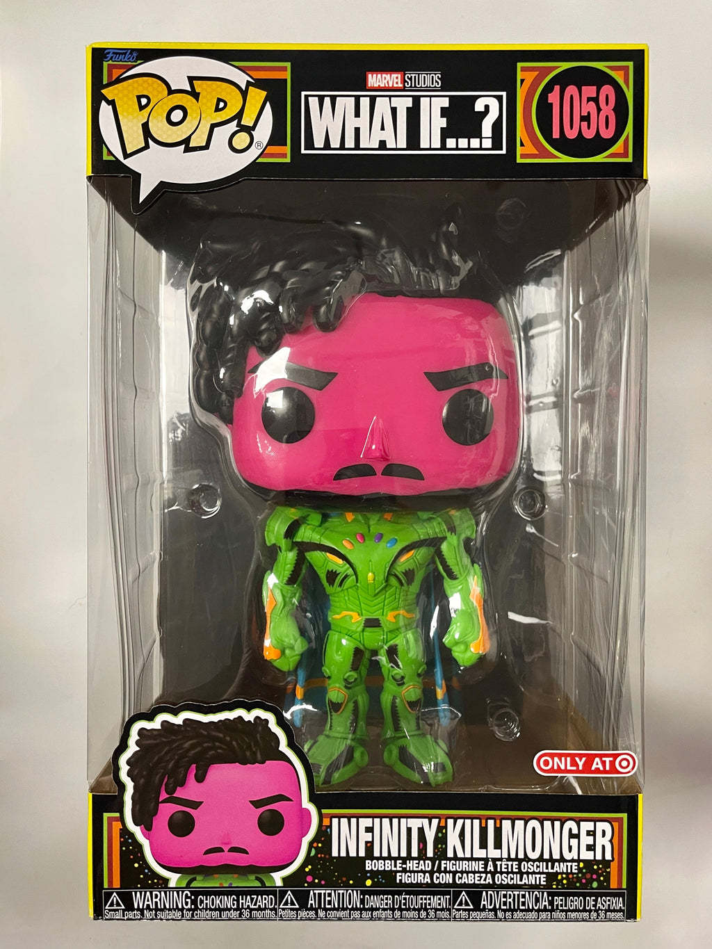 Funko Pop! Marvel 10” Black Light Infinity Killmonger #1058 What If? Exclusive