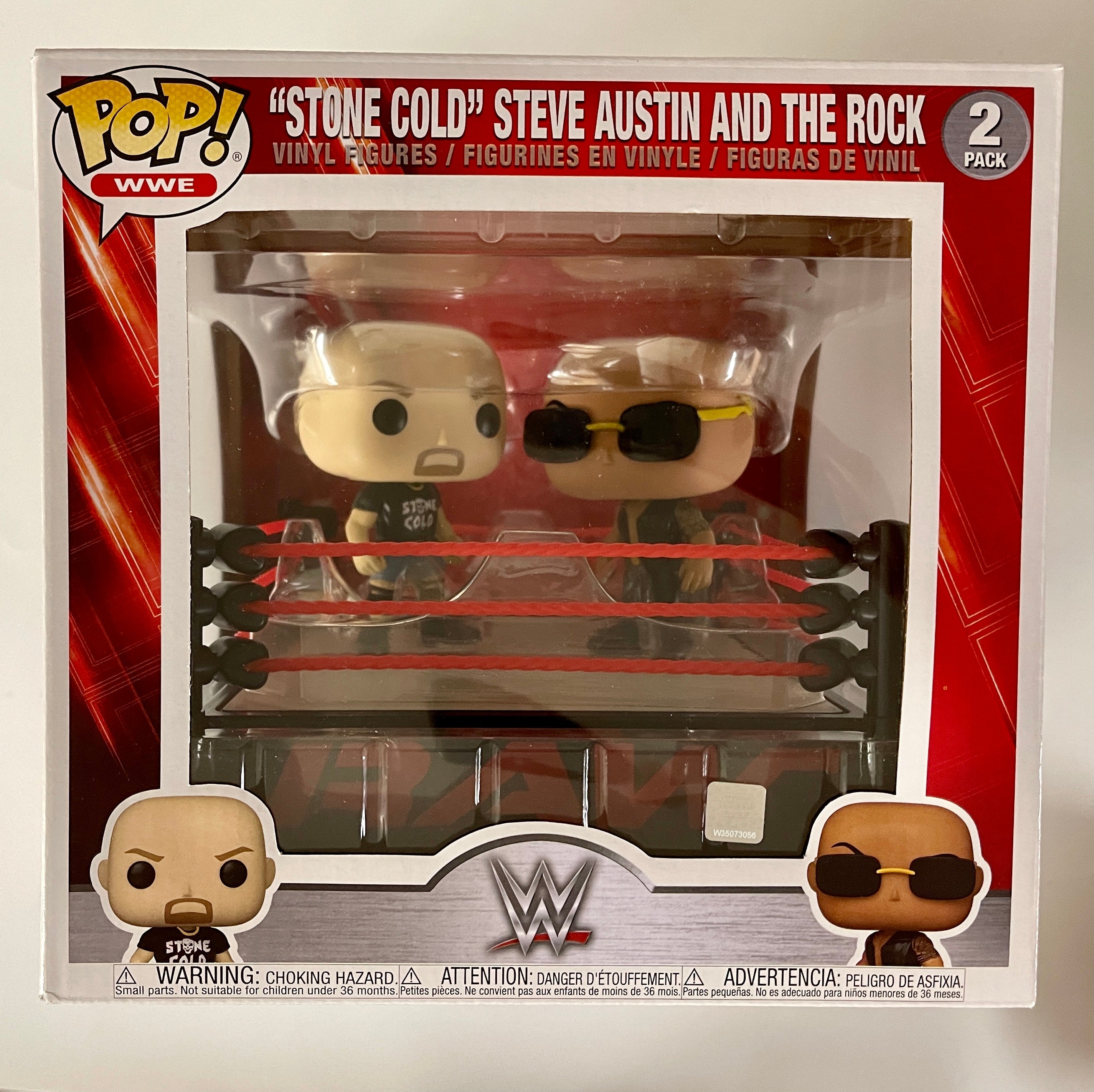 Funko Pop! WWE The Rock vs Stone Cold Steve Austin in WWE Raw Ring Wrestling