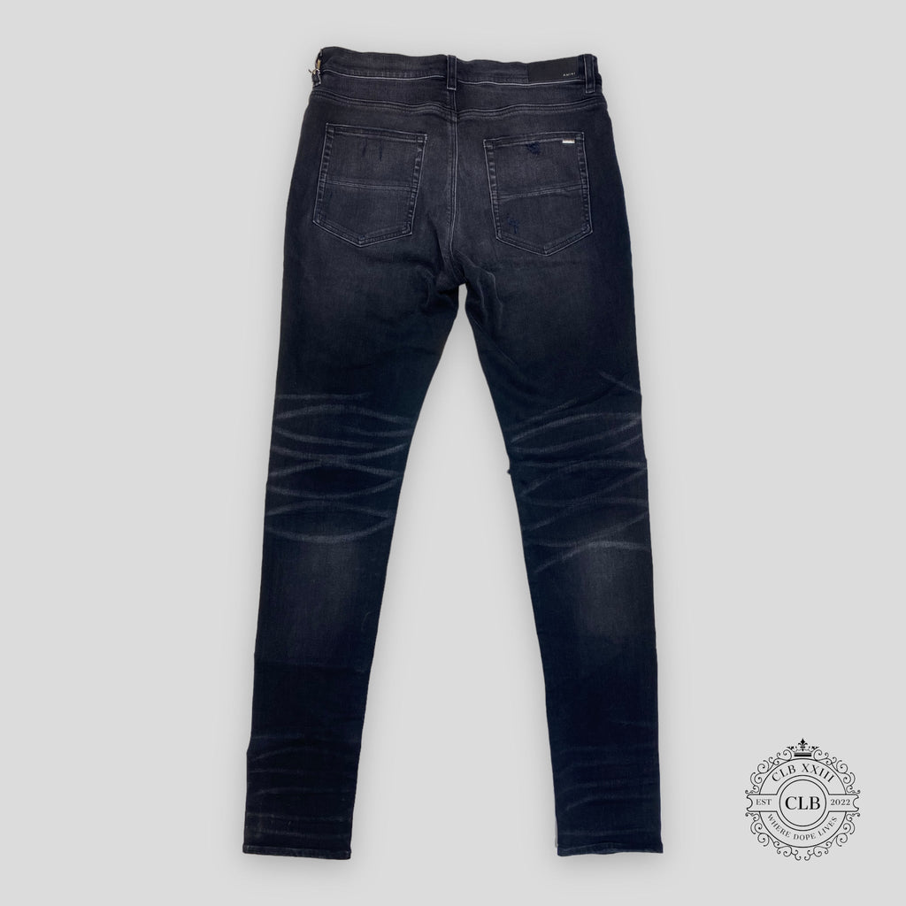 Amiri MX1 Cracked Paint Jeans in Aged Black/Blue