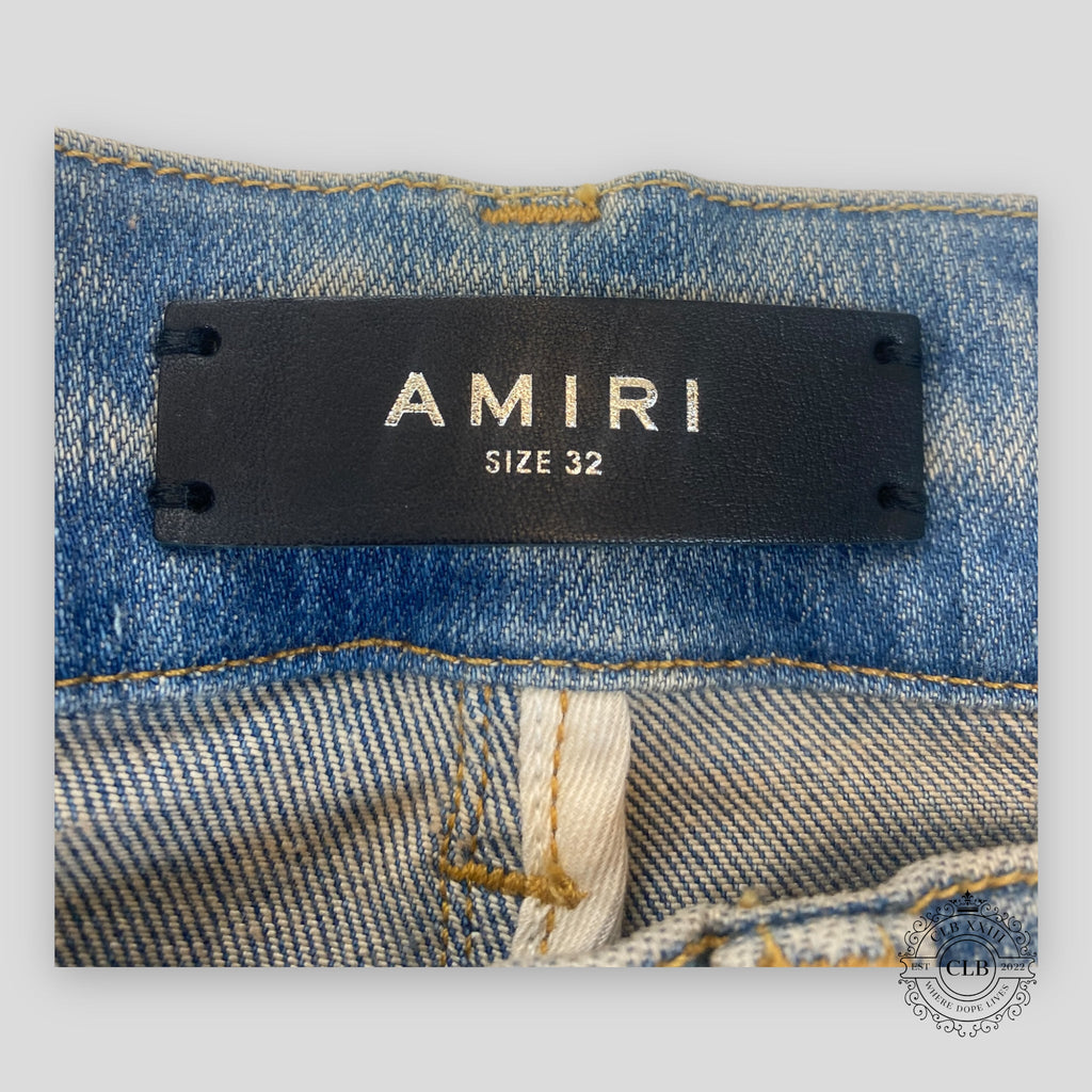 Amiri MX1 Black Bandana Patch Jeans in Clay/Indigo
