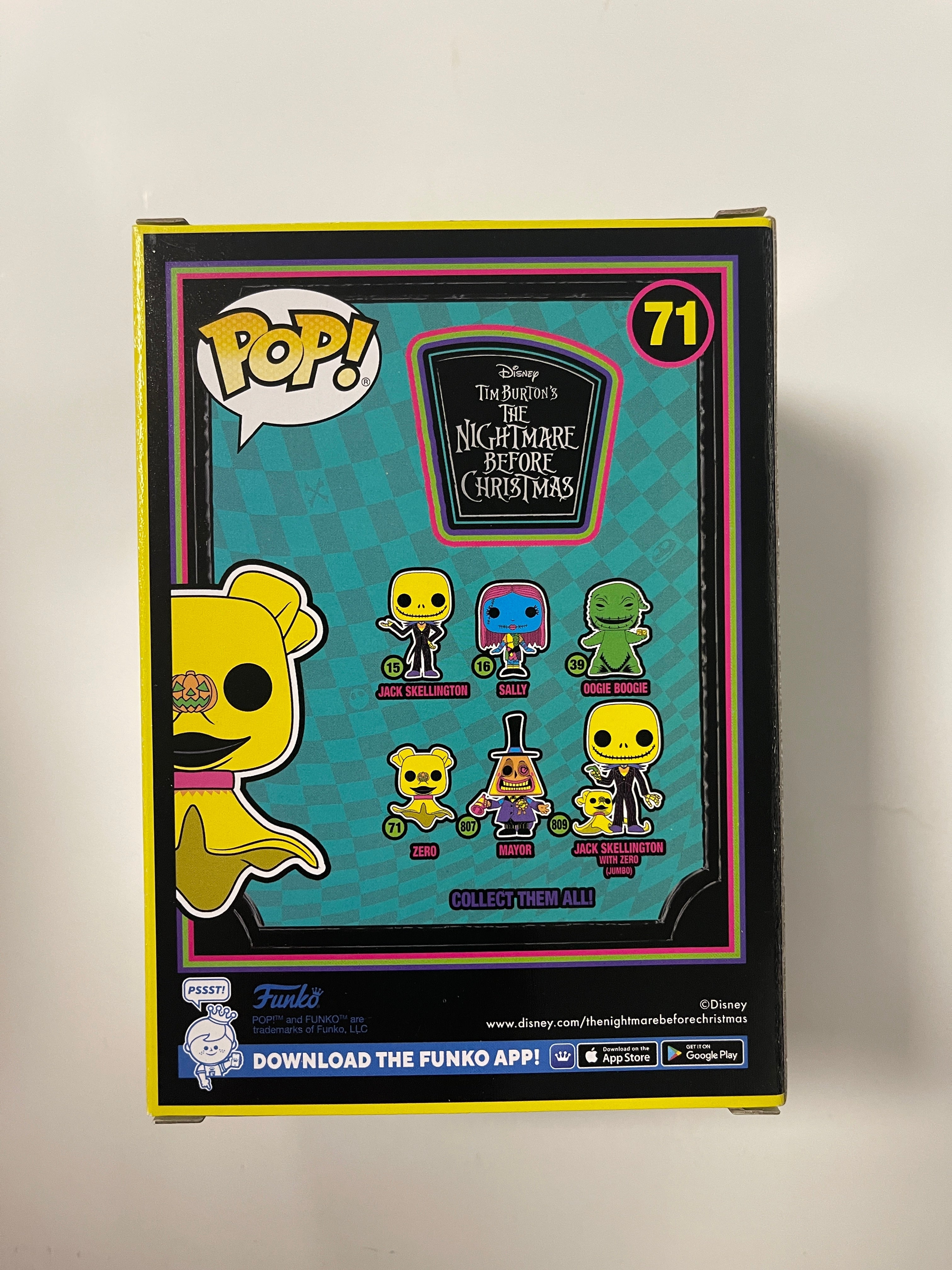 Funko Pop! Disney Black Light Jacks Dog Zero #71 Nightmare Before Christmas 2022