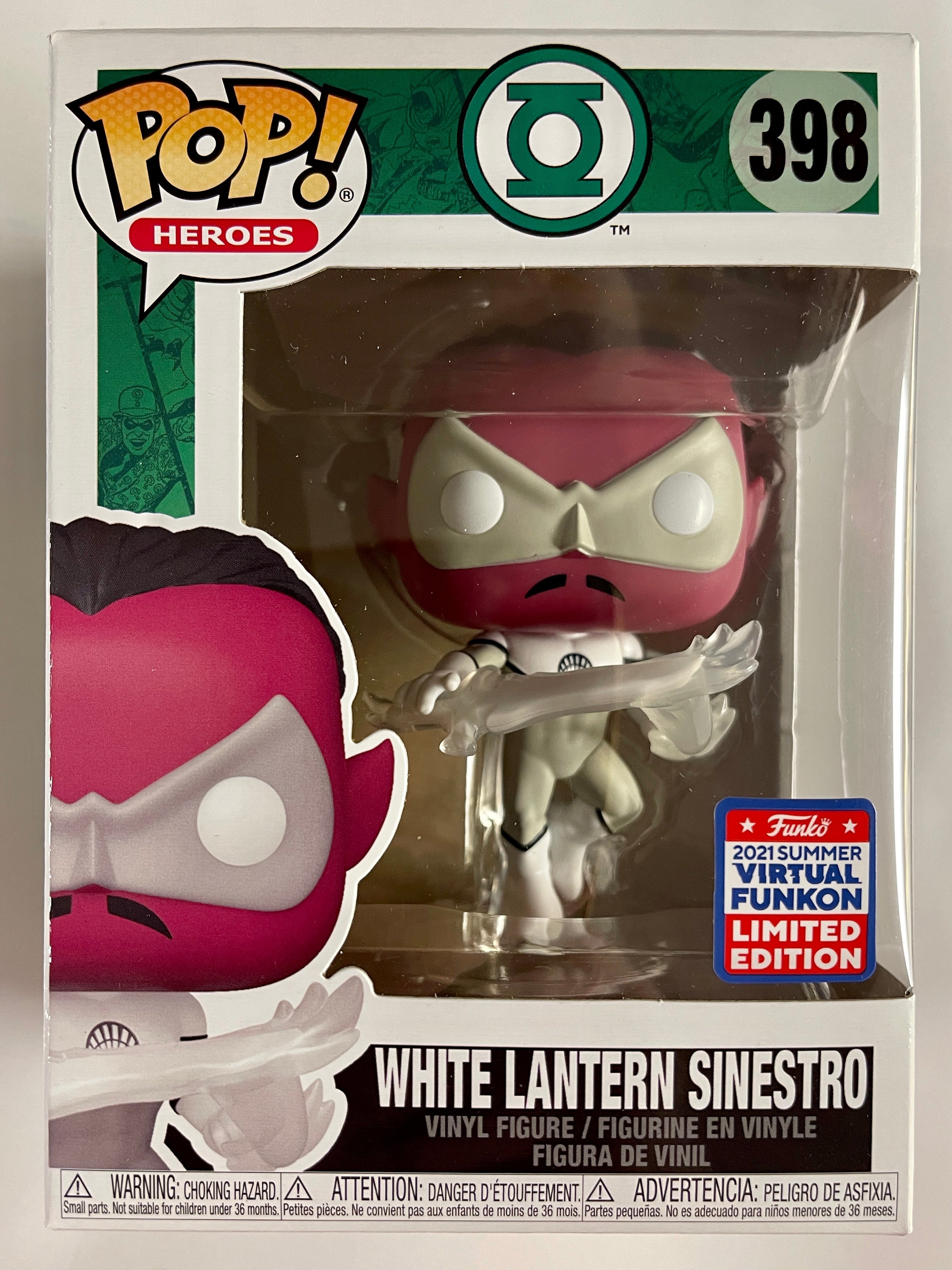 Funko Pop! DC Heroes White Lantern Sinestro #398 SDCC 2021 Funkon Exclusive