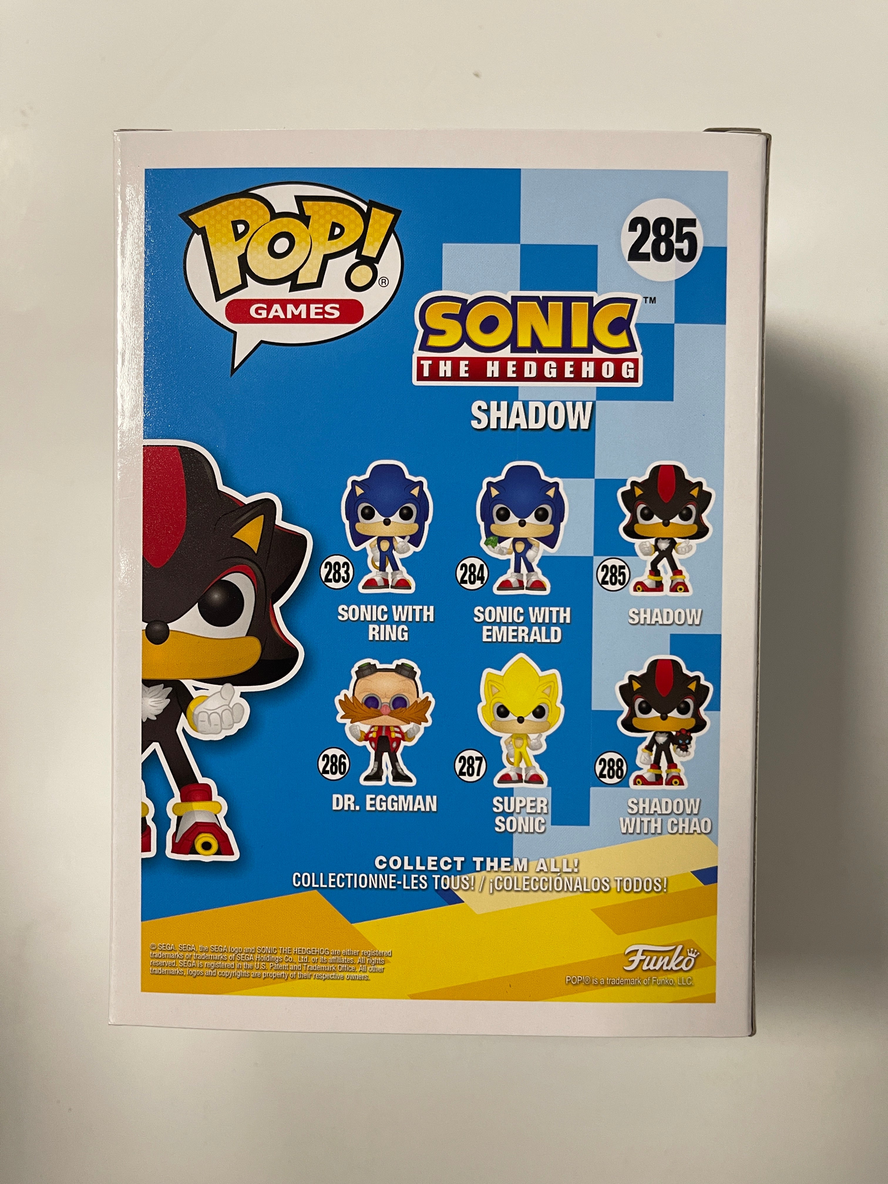 Funko Pop! Games Shadow The Hedgehog #285 Sonic the Hedgehog Sega 2017