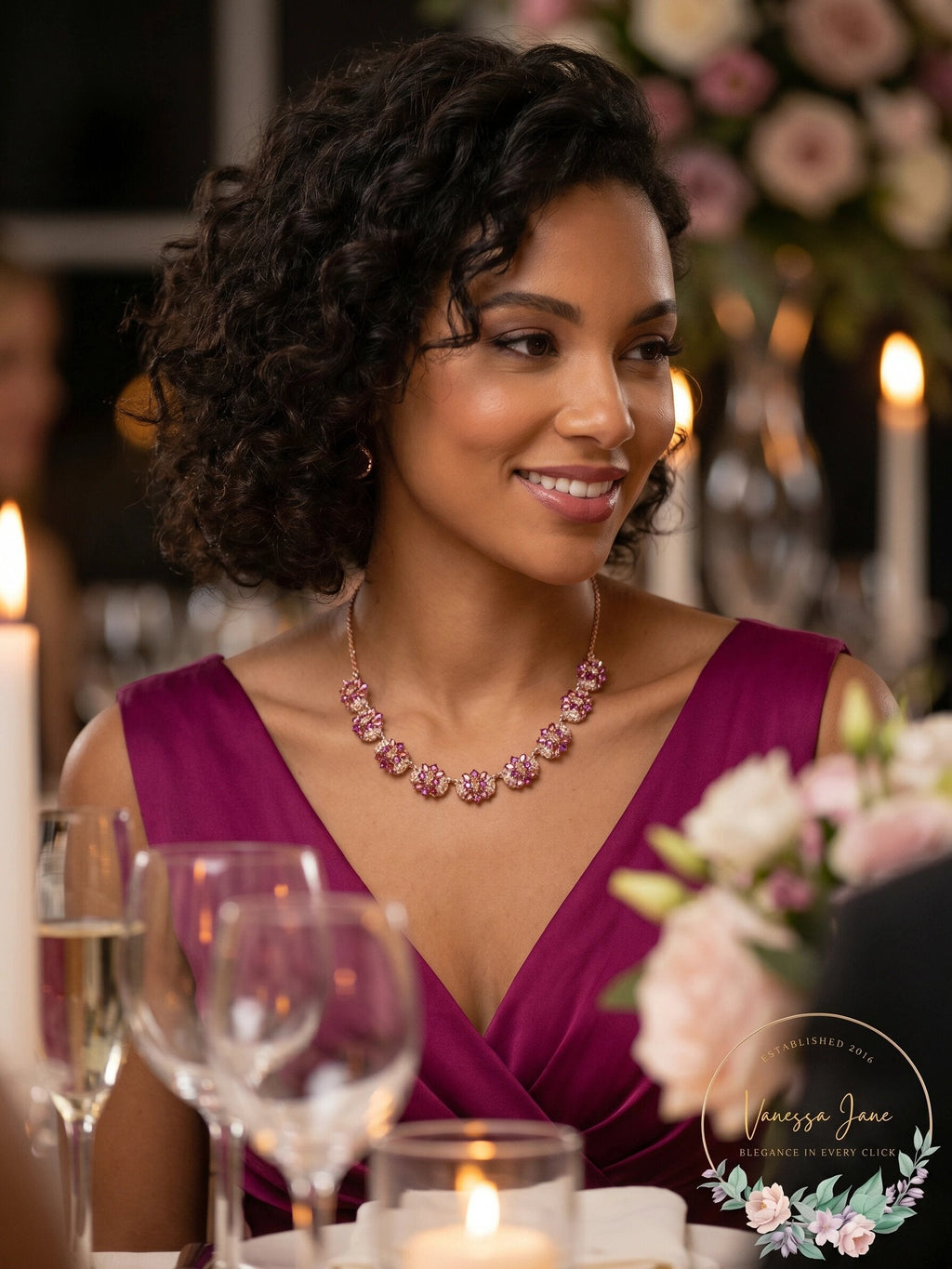 Inc Rose Gold-Tone Multi-Stone Cluster Statement Necklace