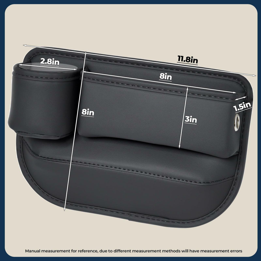 INTMOOD 2 Pack Car Seat Gap Organizer Leather Cup Holder Storage Box Black - PhishStones Products