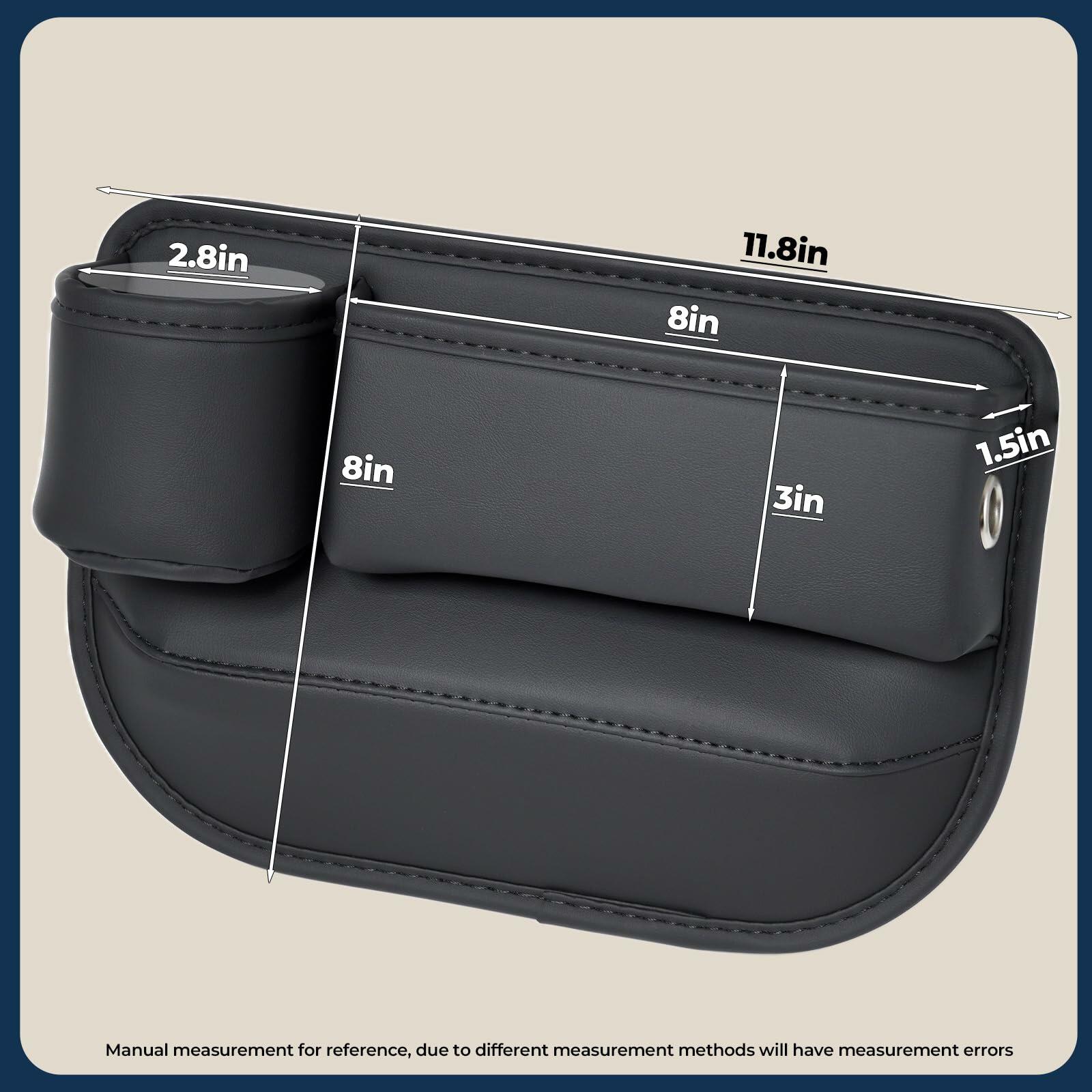 INTMOOD 2 Pack Car Seat Gap Organizer Leather Cup Holder Storage Box Black - PhishStones Products
