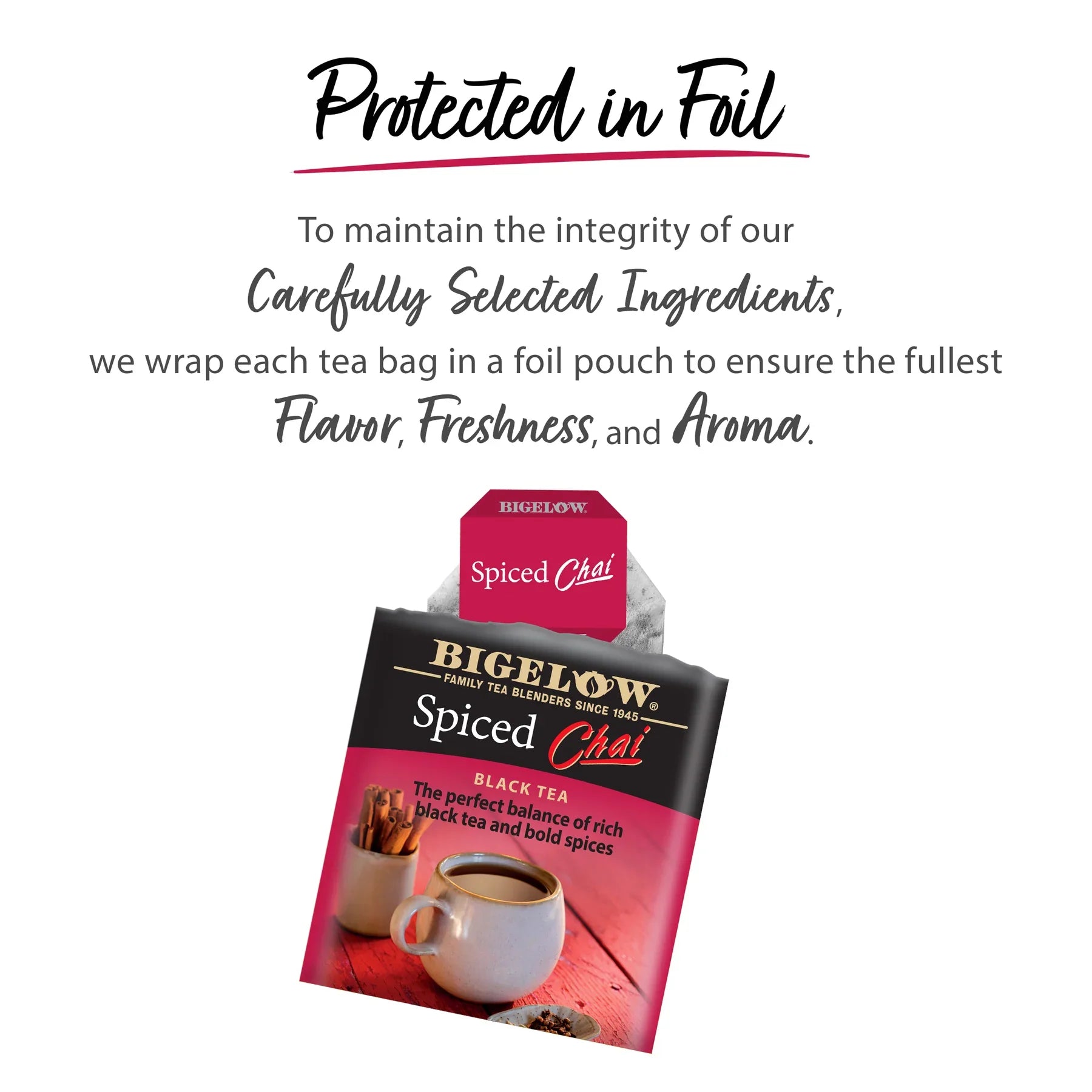 Bigelow Spiced Chai Black Tea Bags, Pack of 6 Boxes, 20 Bags Each.