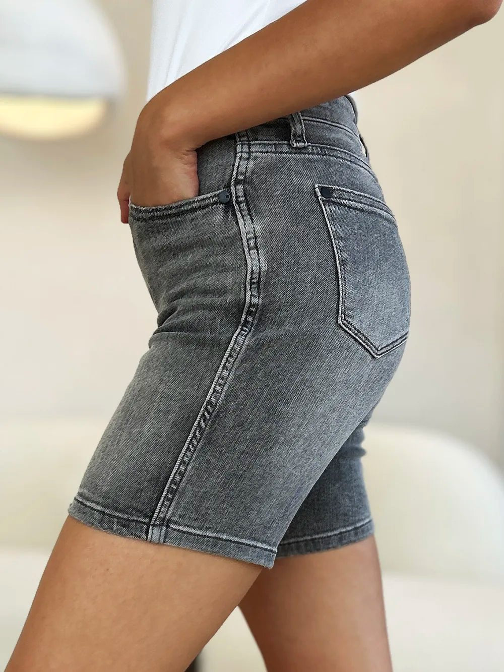 Judy Blue Full Size High Waist Washed Denim Shorts - PhishStones Products