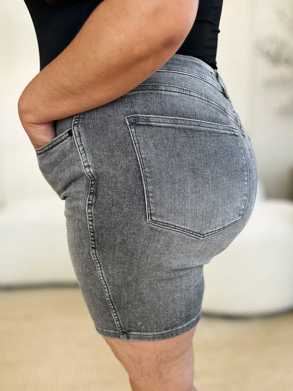 Judy Blue Full Size High Waist Washed Denim Shorts - PhishStones Products