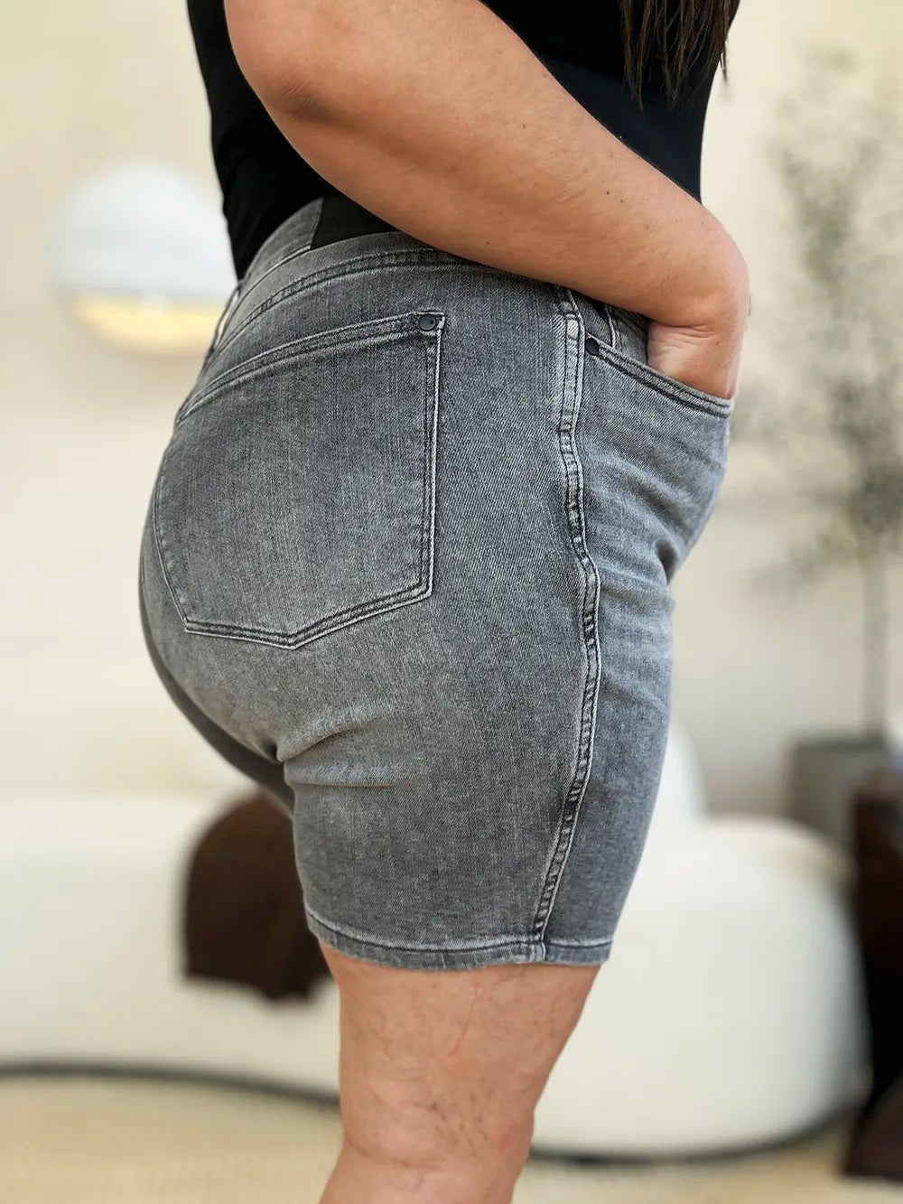 Judy Blue Full Size High Waist Washed Denim Shorts - PhishStones Products
