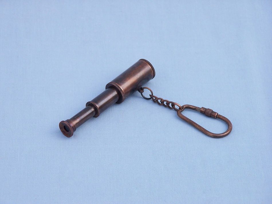 Antique Brass Telescope Key Chain 6""
