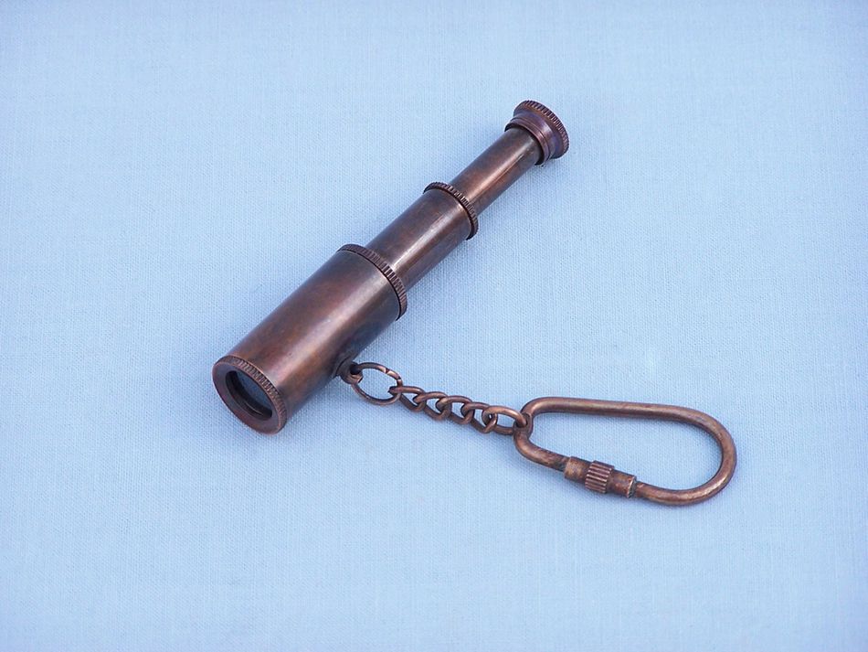 Antique Brass Telescope Key Chain 6""