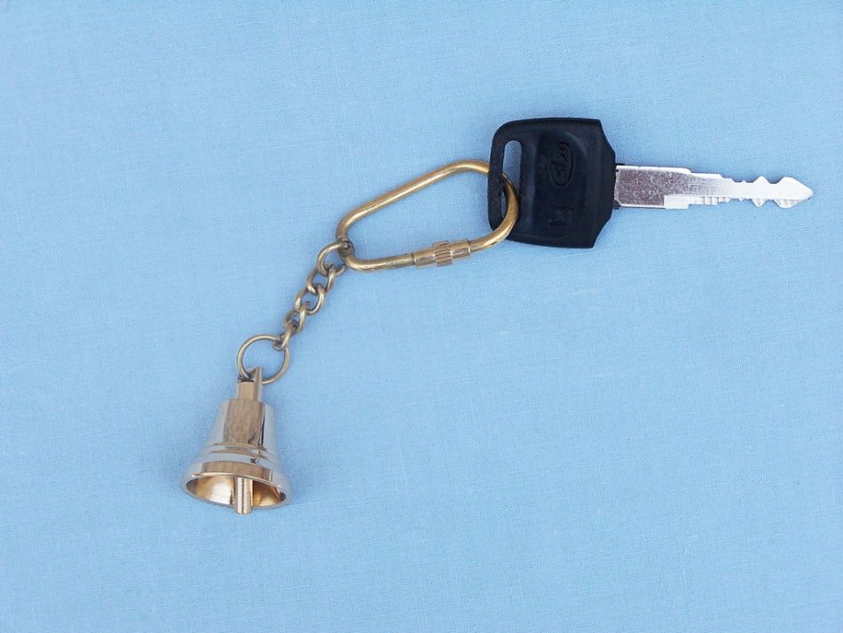 Solid Brass Bell Key Chain 4""