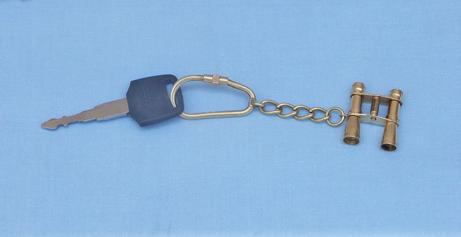Solid Brass Binocular Key Chain 5""