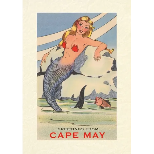 Vintage Lined Notebook Greetings from Cape May, Mermaid - Paperback