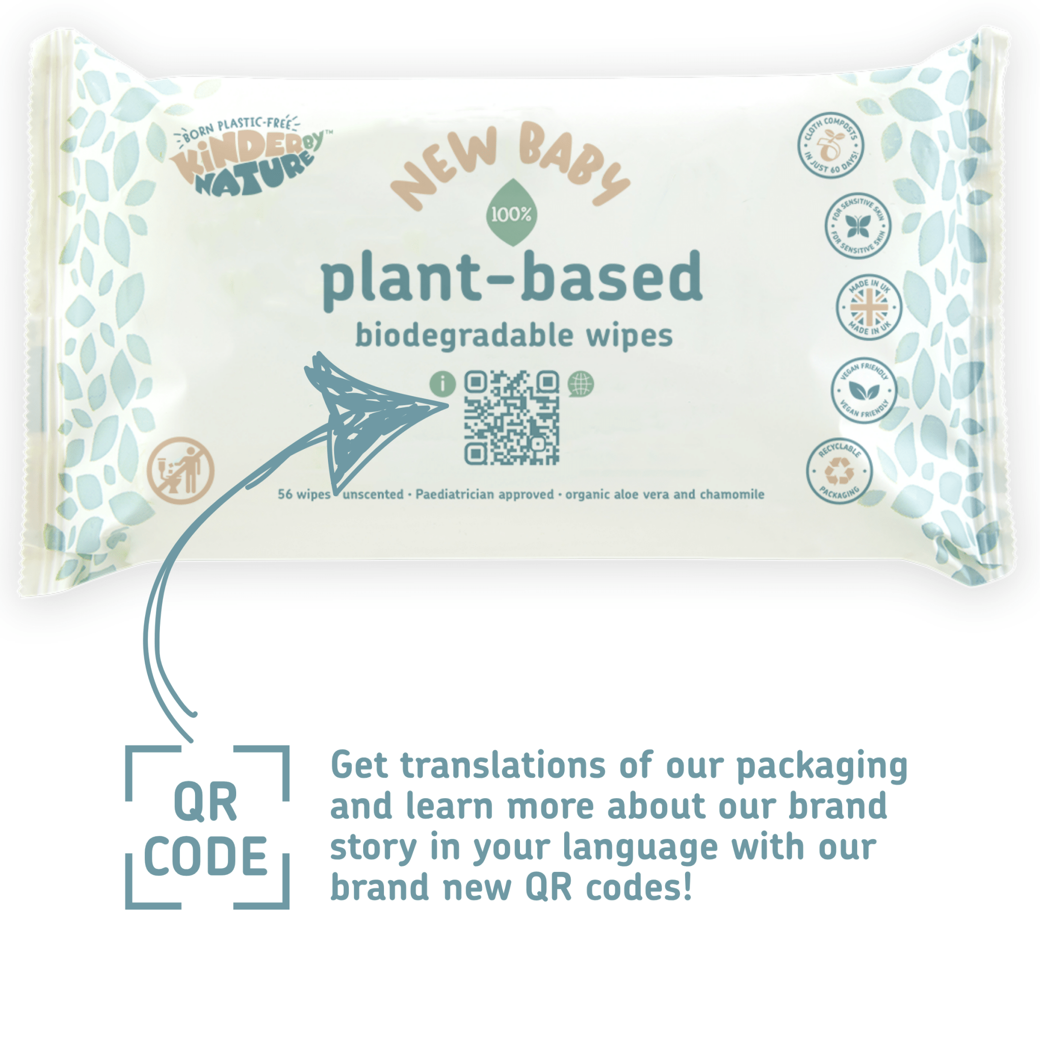 Kinder by Nature 100% Biodegradable Plant - Based Baby Wipes - 672 Count (12 packs of 56 wipes) - PhishStones Products
