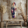 Surfboard Magenta Drip Paint American Eagle Glass Wall Art