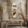 Beige Canoe and Distant Sailboat Glass Wall Art