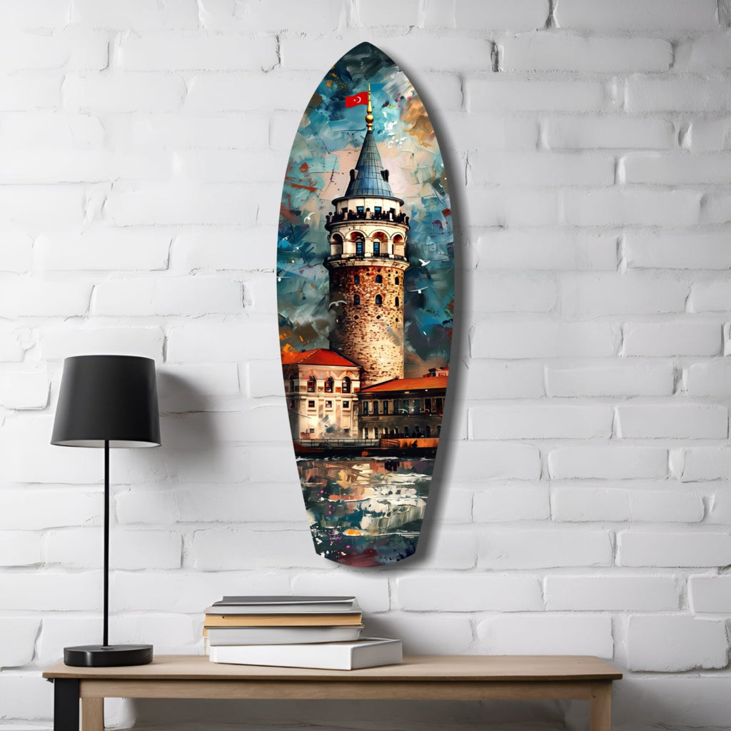Surfboard Galata Tower Glass Wall Art