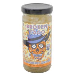 Broken Taco - Onions Habanero Hot Sauce, 8 oz (6 Pack) - Spicy Condiment Set