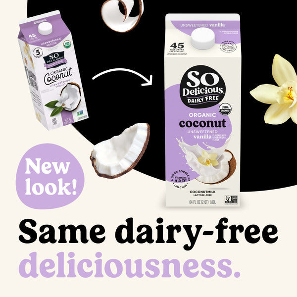 So Delicious Dairy Free Organic Coconutmilk, Unsweetened Vanilla, Vegan, Gluten Free, Lactose Free Plant Based Milk Alternative, 64 fl oz Carton