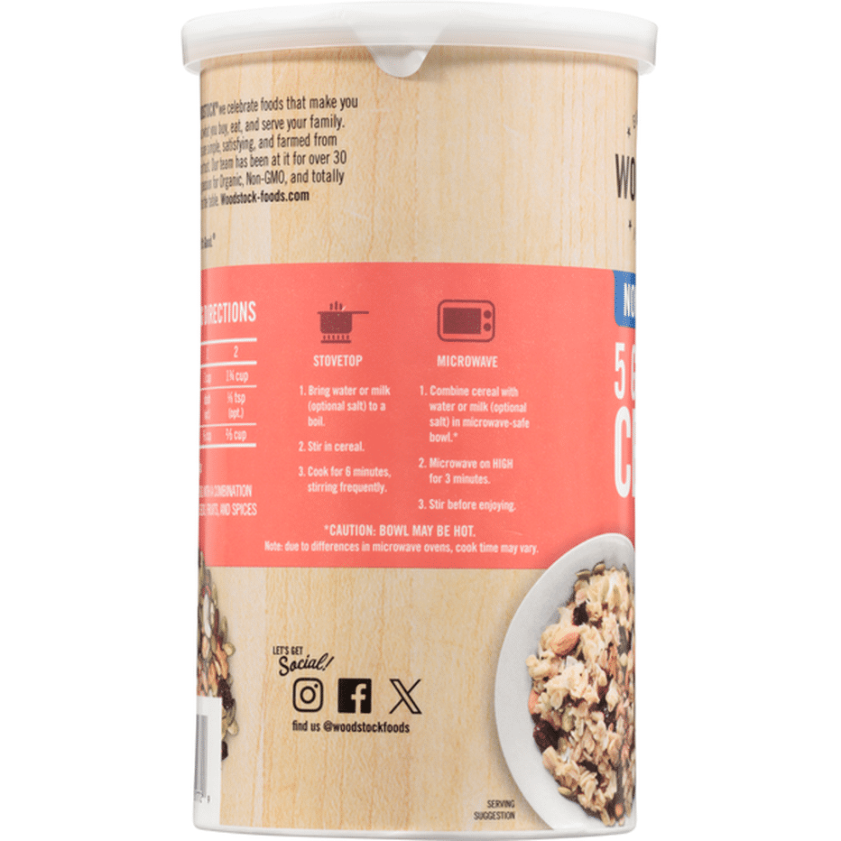 Woodstock Non-GMO 5 Grain Cereal, 18.5 oz, Pack of 12