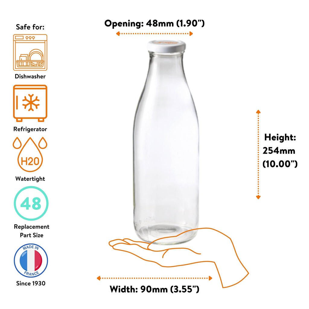 Le Parfait Bottles, French Glass Swing-Top and Milk Bottles with Reusable Caps