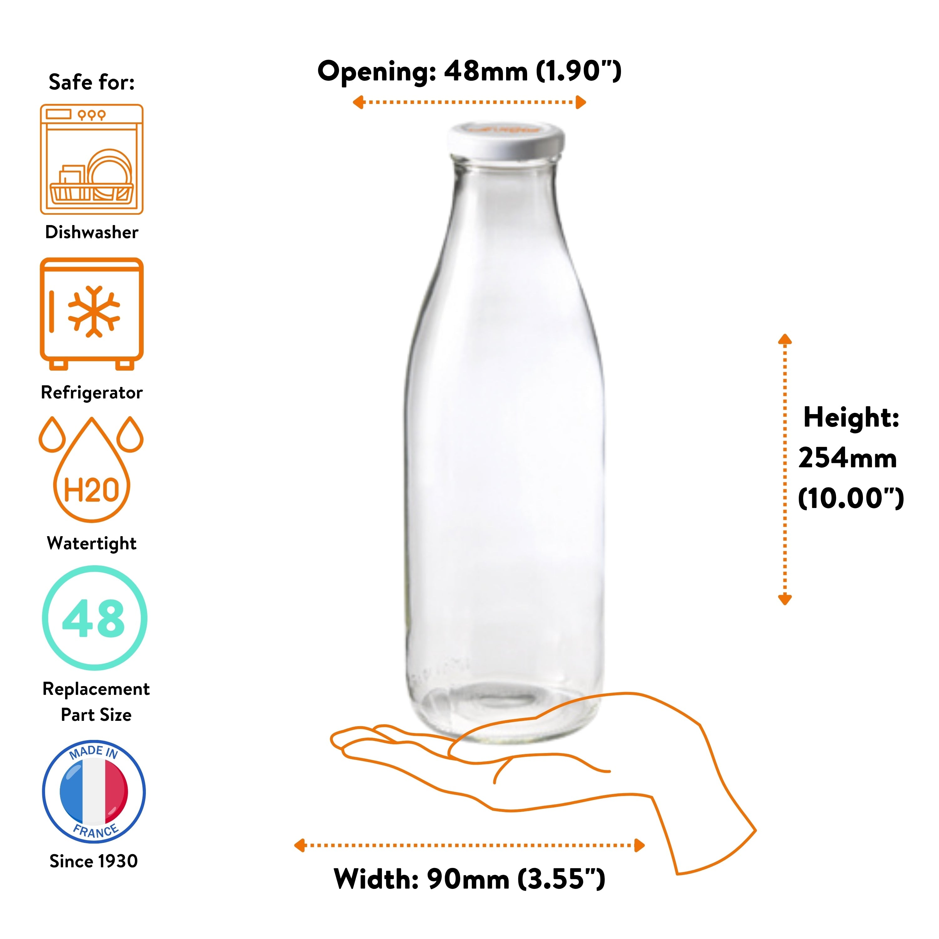 Le Parfait Bottles, French Glass Swing-Top and Milk Bottles with Reusable Caps