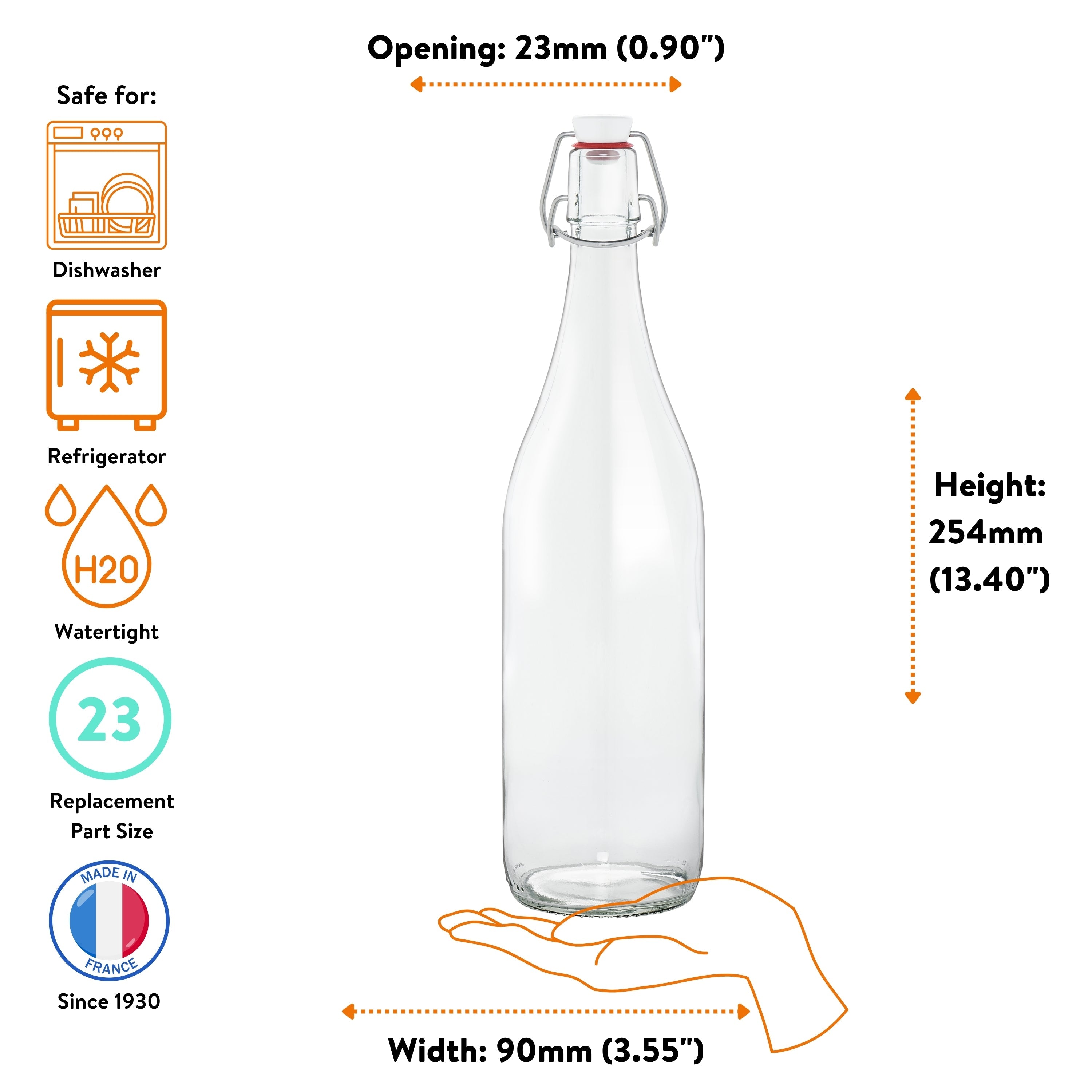 Le Parfait Bottles, French Glass Swing-Top and Milk Bottles with Reusable Caps