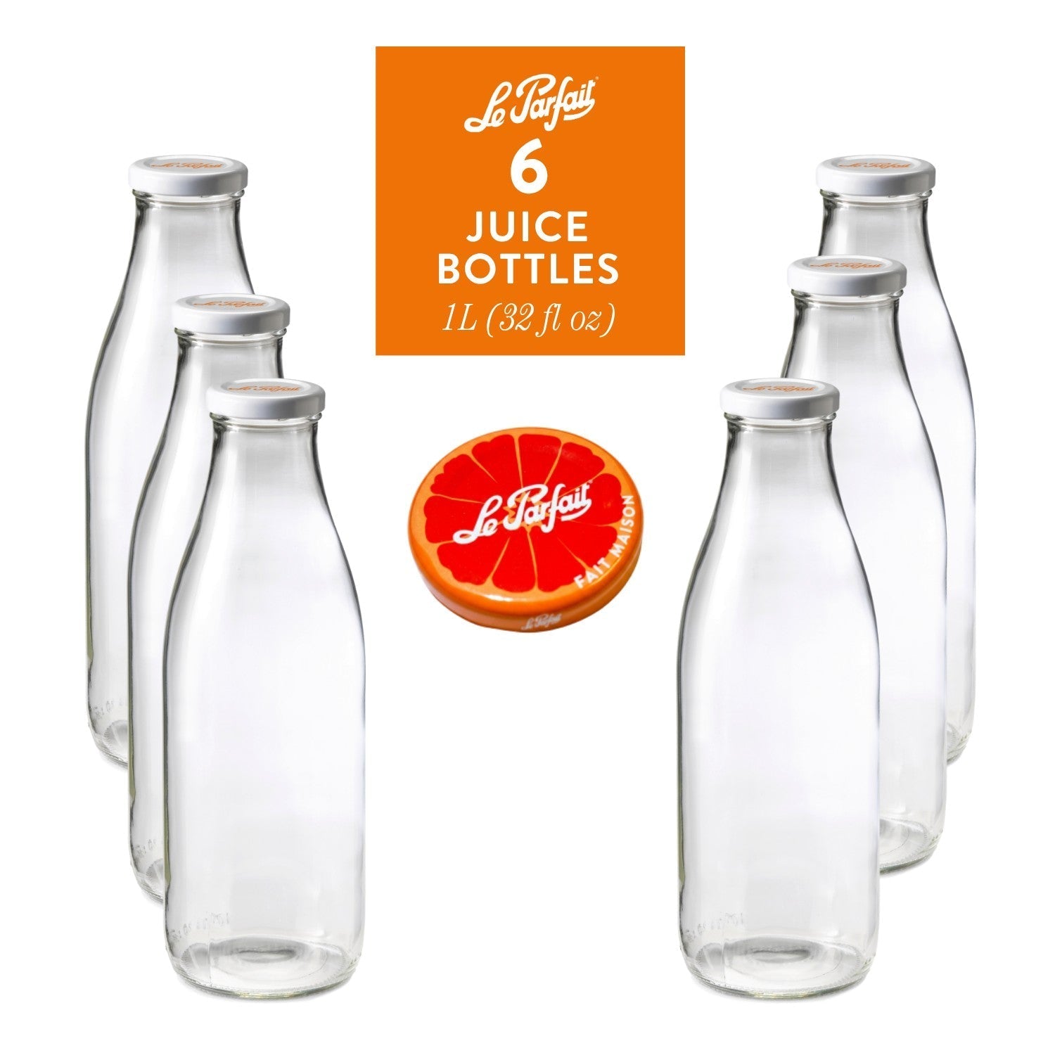 Le Parfait Bottles, French Glass Swing-Top and Milk Bottles with Reusable Caps