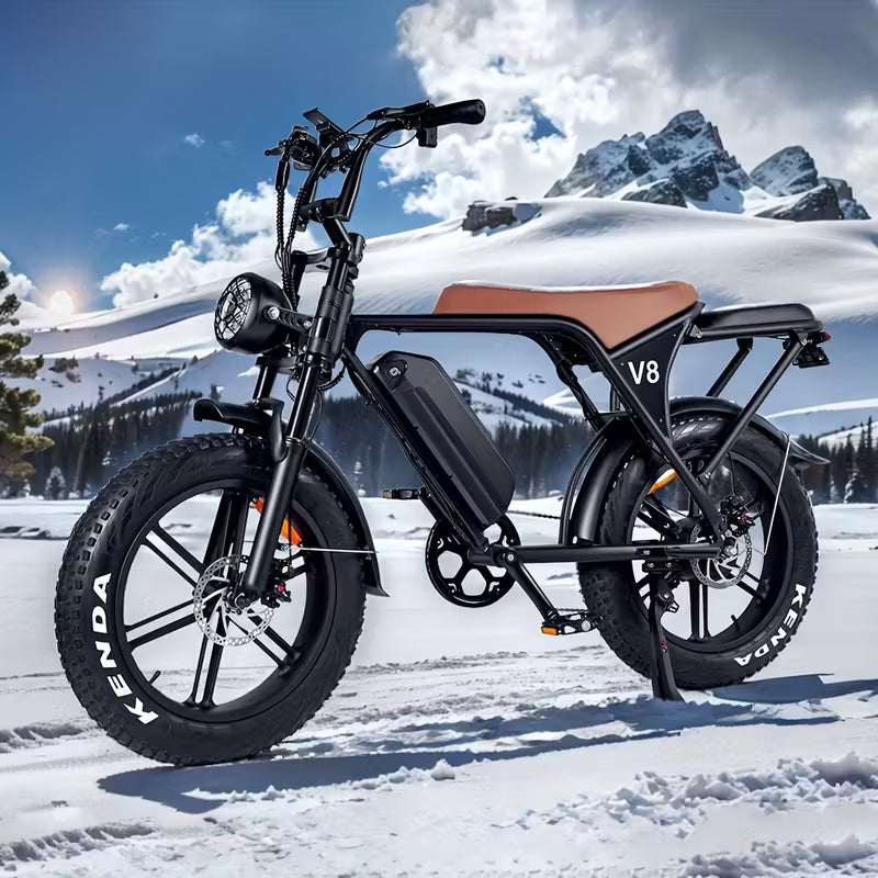 Electric Bike - Heavy-Duty All-Terrain 20" Tire Electric Mountain Bike with 740W Motor, 48V 15Ah Removable Battery, 7-Speed Gear System, Front/Rear Disc Brakes, Global Voltage 100-240V