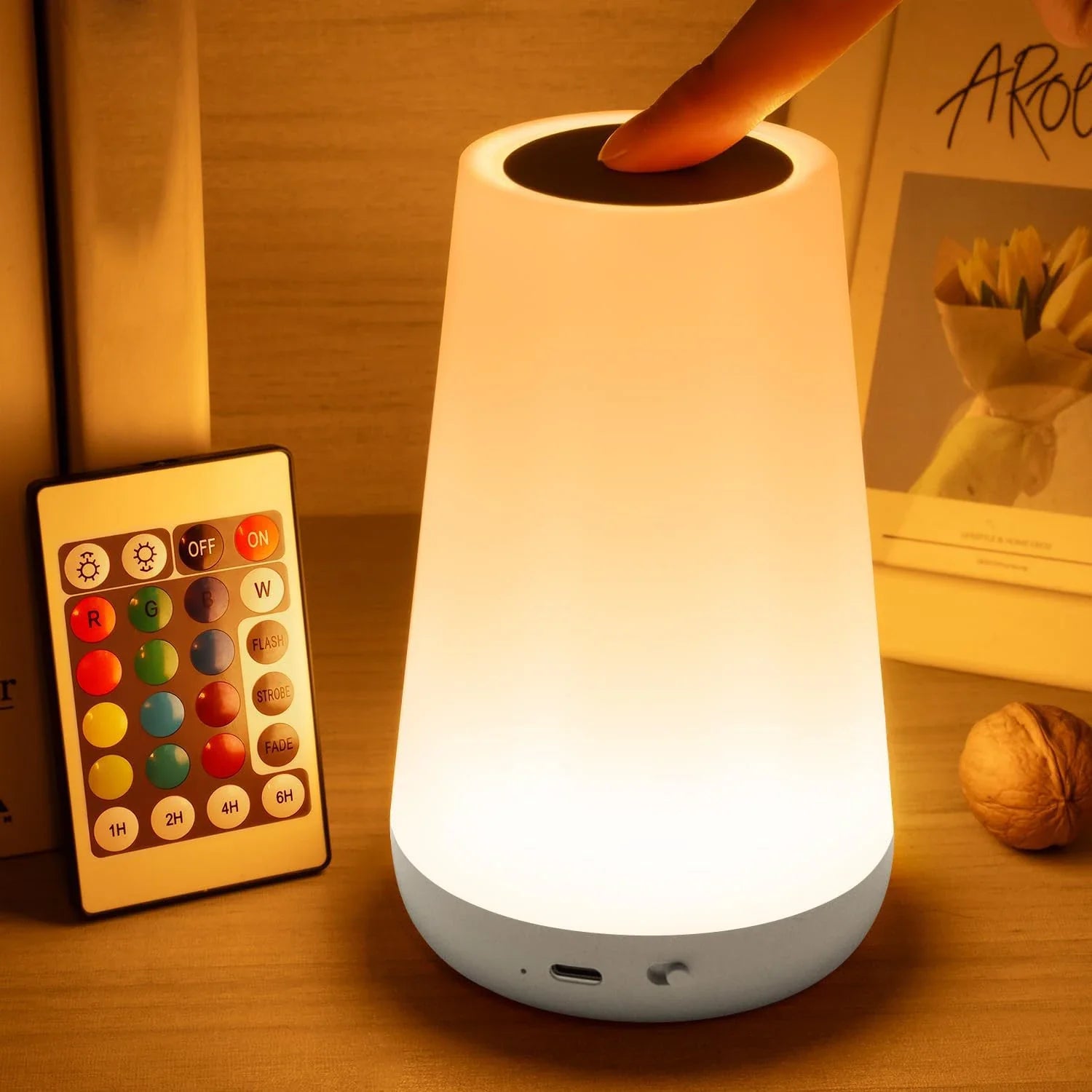 LED 13 - Color RGB Rechargeable Night Light Remote & Touch Control USB Dimmable Portable Bedside Table Lamp - PhishStones Products