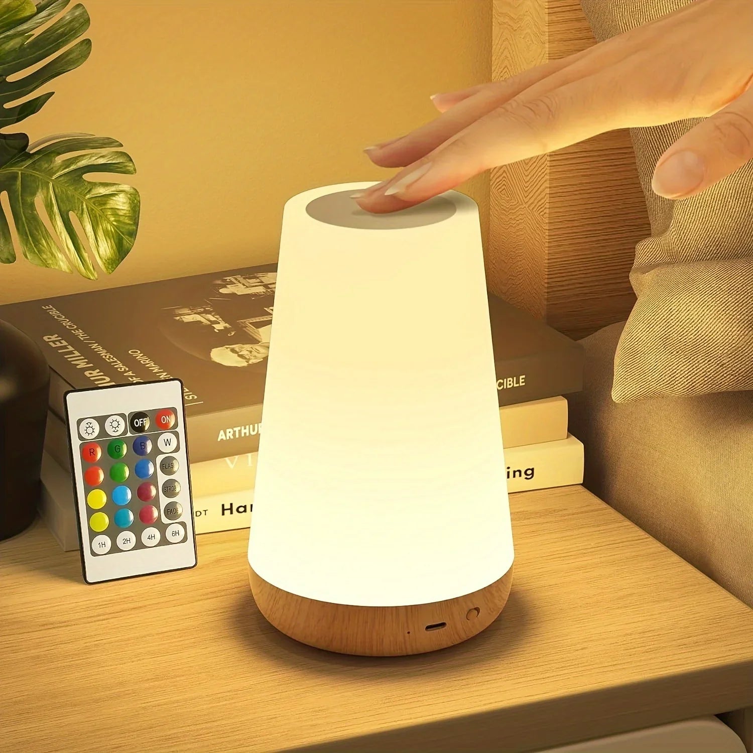 LED 13 - Color RGB Rechargeable Night Light Remote & Touch Control USB Dimmable Portable Bedside Table Lamp - PhishStones Products