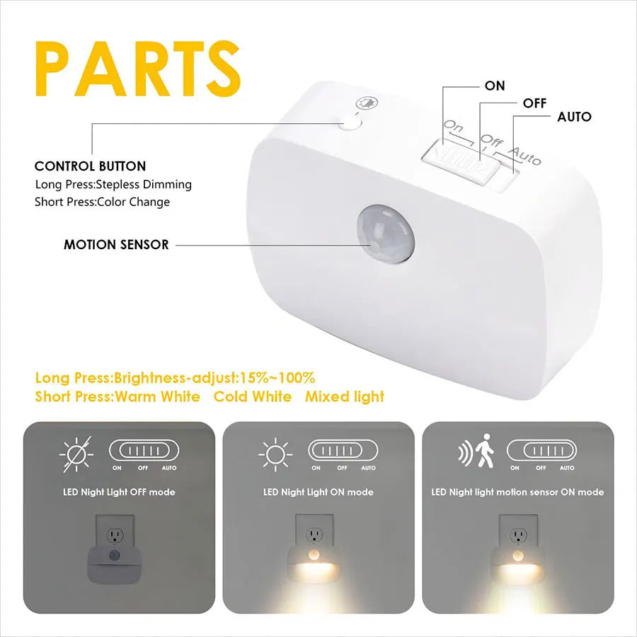 LED Motion Sensor Night Light EU Plug 220V – Plug - In Wall Lamp for Hallway, Stair, Kitchen & Bedroom - PhishStones Products