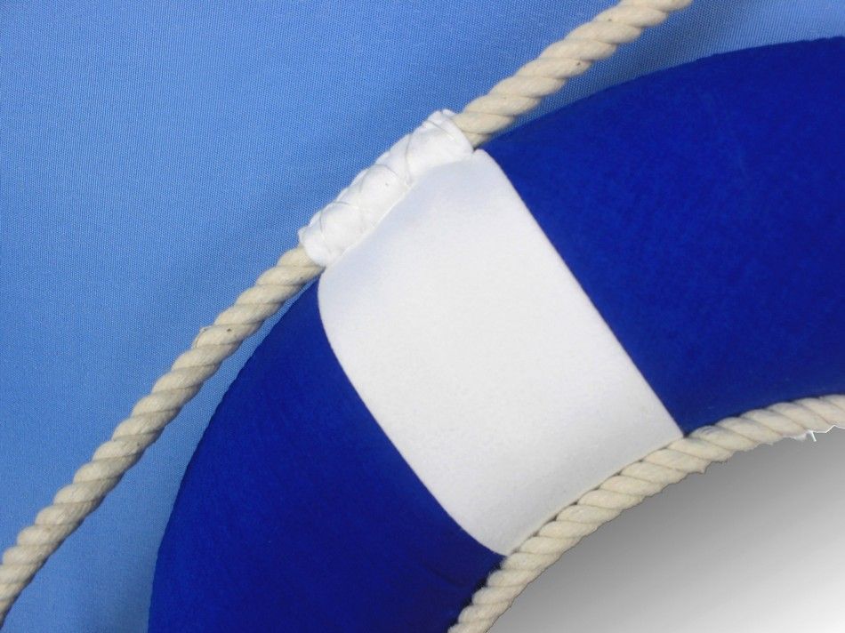 Vibrant Blue Decorative Lifering Mirror with White Bands 15""