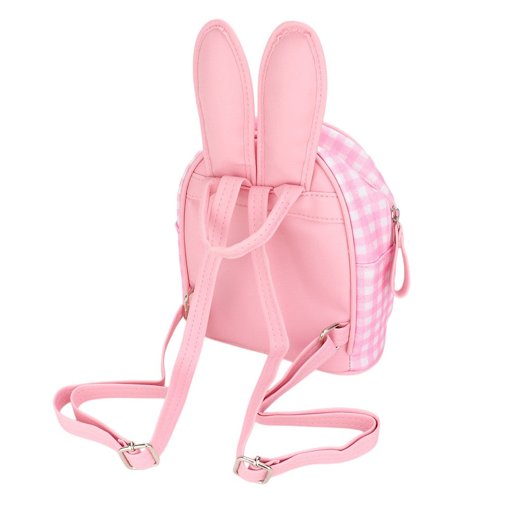 Glittered Check Patterned Bunny Mini Backpack Bag